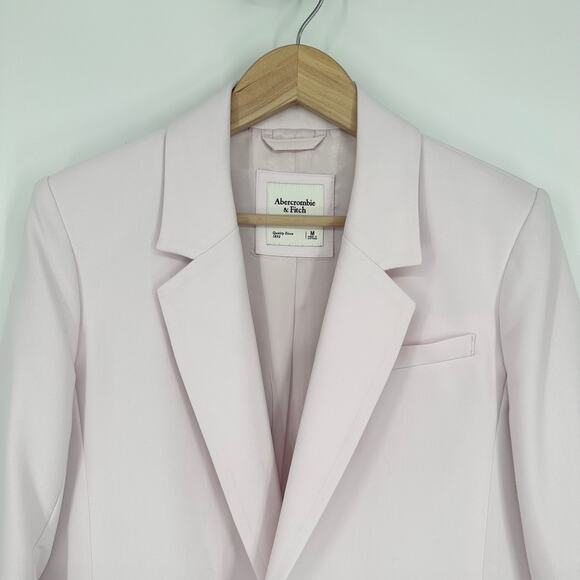 Abercrombie & Fitch Oversized Blazer Minimalist Modern Work Jacket, Light Pink - Picture 3 of 10